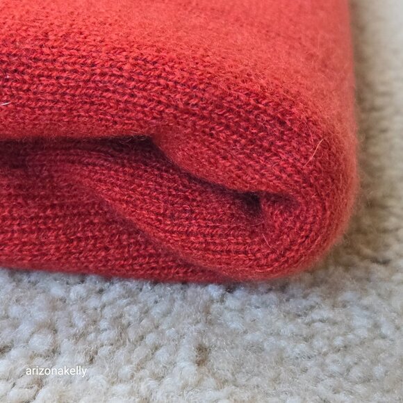 Knit Cashmere Wrap Scarf Brick Rust Red - Picture 13 of 15